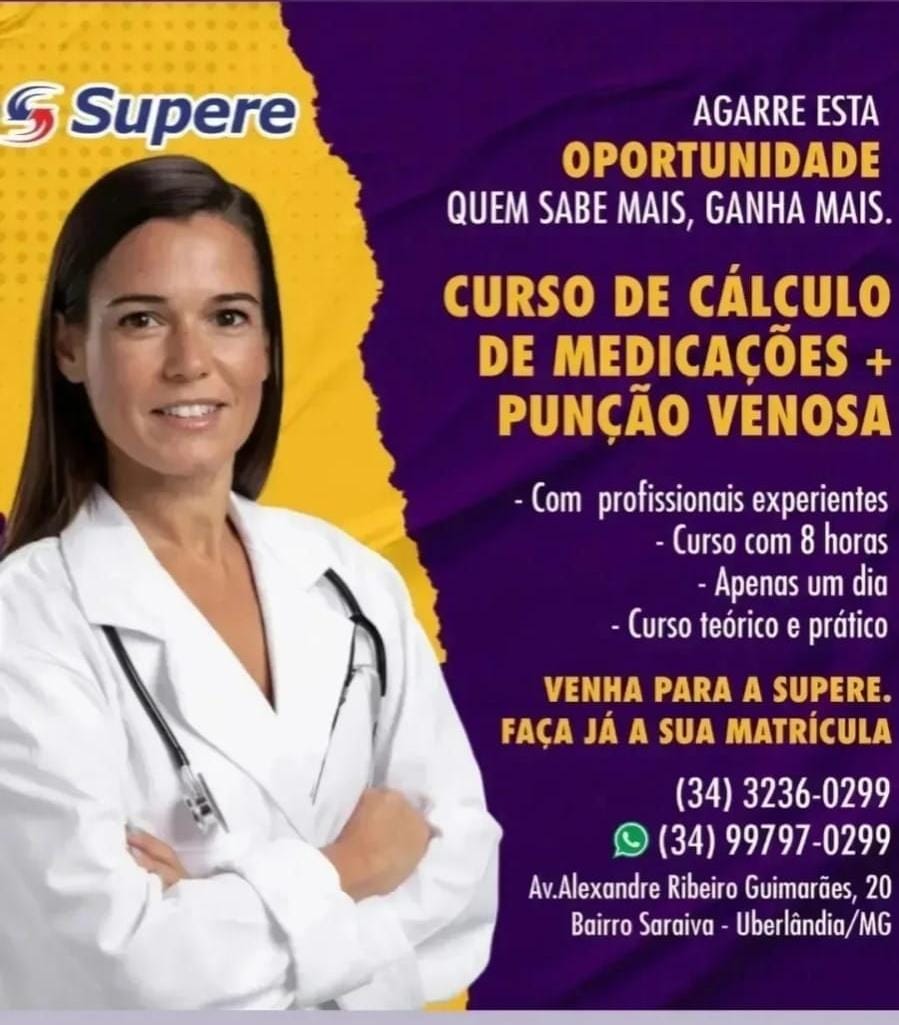 CURSO DE CÁLCULO DE MEDICAÇÕES E PUNÇÃO VENOSA